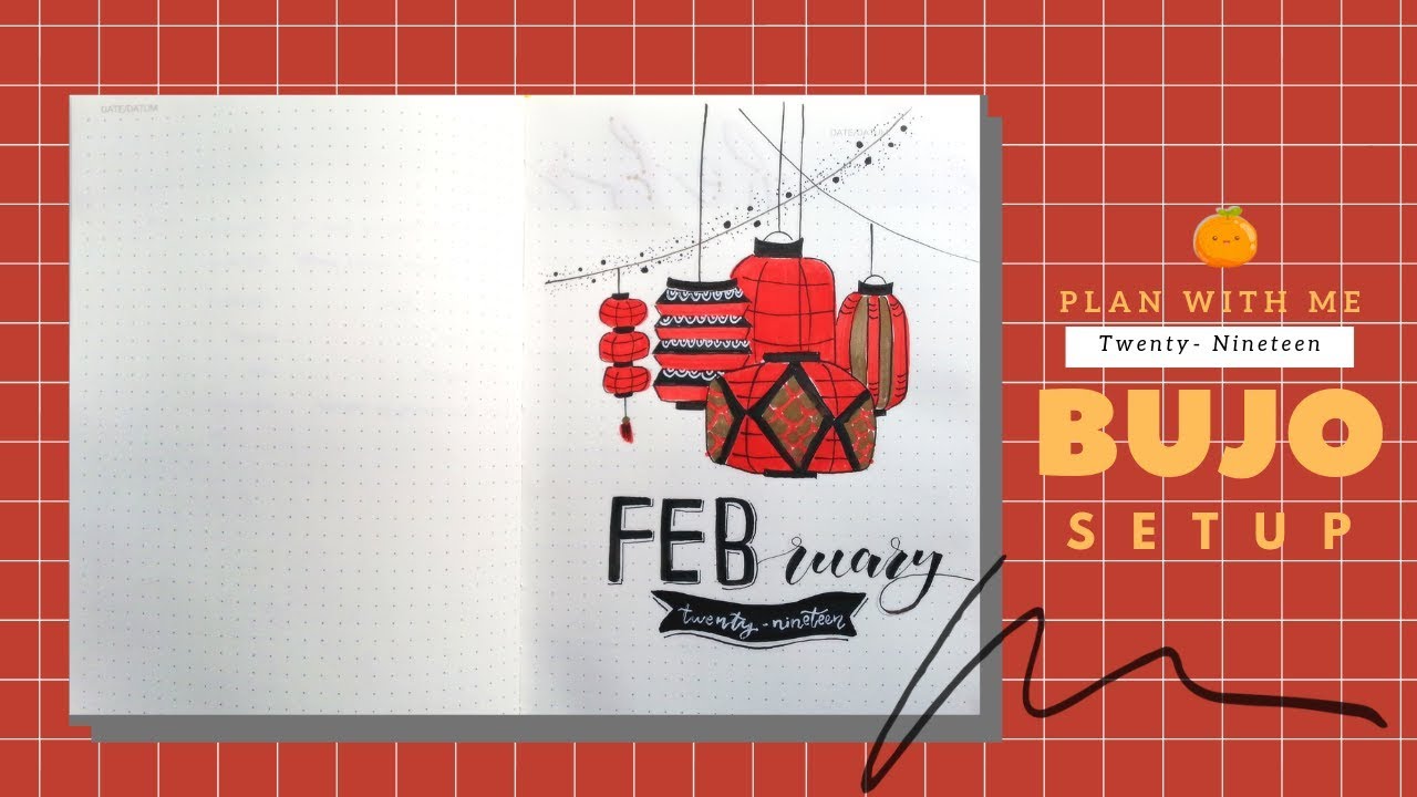 PLAN WITH ME | February 2019 Bullet Journal Setup 二月子弹笔记 bullet journal setup for beginners
