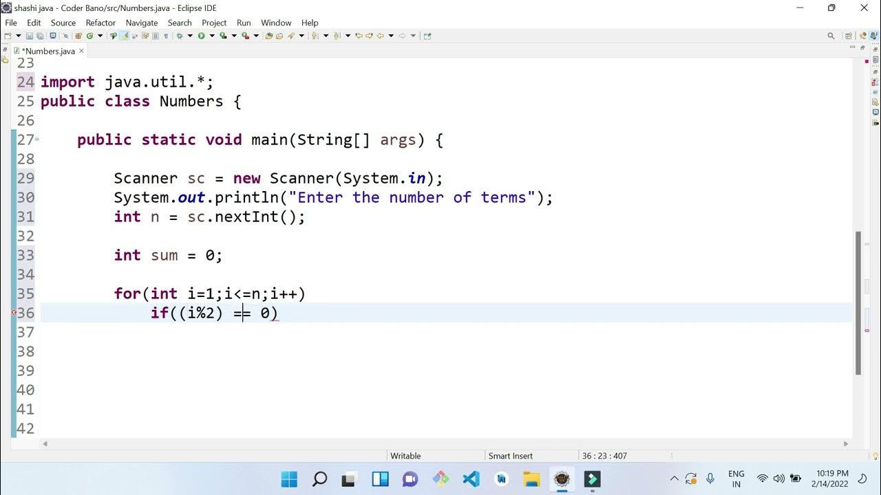 Program to calculate sum of all even numbers from 1 to n - YouTube