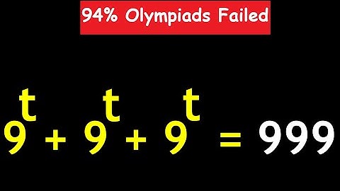 OLYMPIADS || How to Solve 9^t + 9^t + 9^t = 999 || Can You Solve for t? #maths