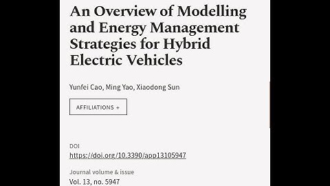 An Overview of Modelling and Energy Management Strategies for Hybrid Electric Vehicles | RTCL.TV