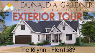 Modest house plan with a modern farmhouse façade and three bedrooms | The Rilynn