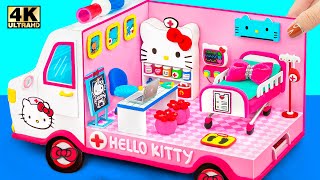 How To Make Hello Kitty Ambulance Hospital, DIY Doctor Set, Medical Kit from Polymer Clay กระดาษแข็ง