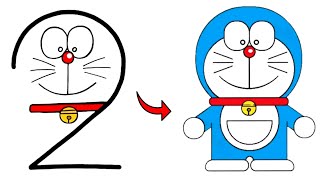 How to draw Doraemon From Number 2 | Doraemon drawing | How to draw Doraemon | Doraemon ki Drawing
