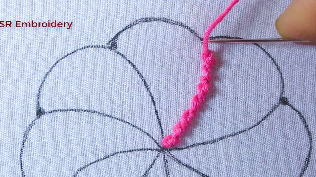 Hand Embroidery Herringbone Stitch Colorful Flower Making Easy Needle Work YouTube