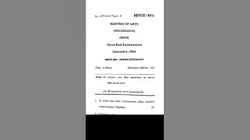 IGNOU MSOE 004 Question | December 2024 Exam #ignousociology #msoe004 #ignouquestion