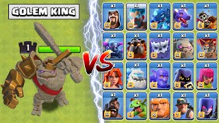 GOLEM KING vs All Troops | Clash of Clans | Golem King Skin | Barbarian King new skin