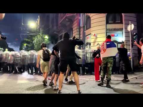 Anti-government protesters clash with police in Serbia