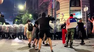 Anti-government protesters clash with police in Serbia