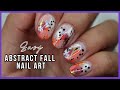 Abstract Fall Warm Tone Nail Art | Short Nails