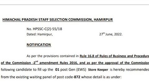 store keeper result | hpssc store keeper 872 result | hpssc new update |