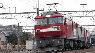 EH500-58牽引3087ﾚと前後の貨物列車　府中本町　2019/02/05