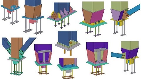 Tekla API Advance - Base Column Details with full details, bolts, welds, stiffeners, anchors,...