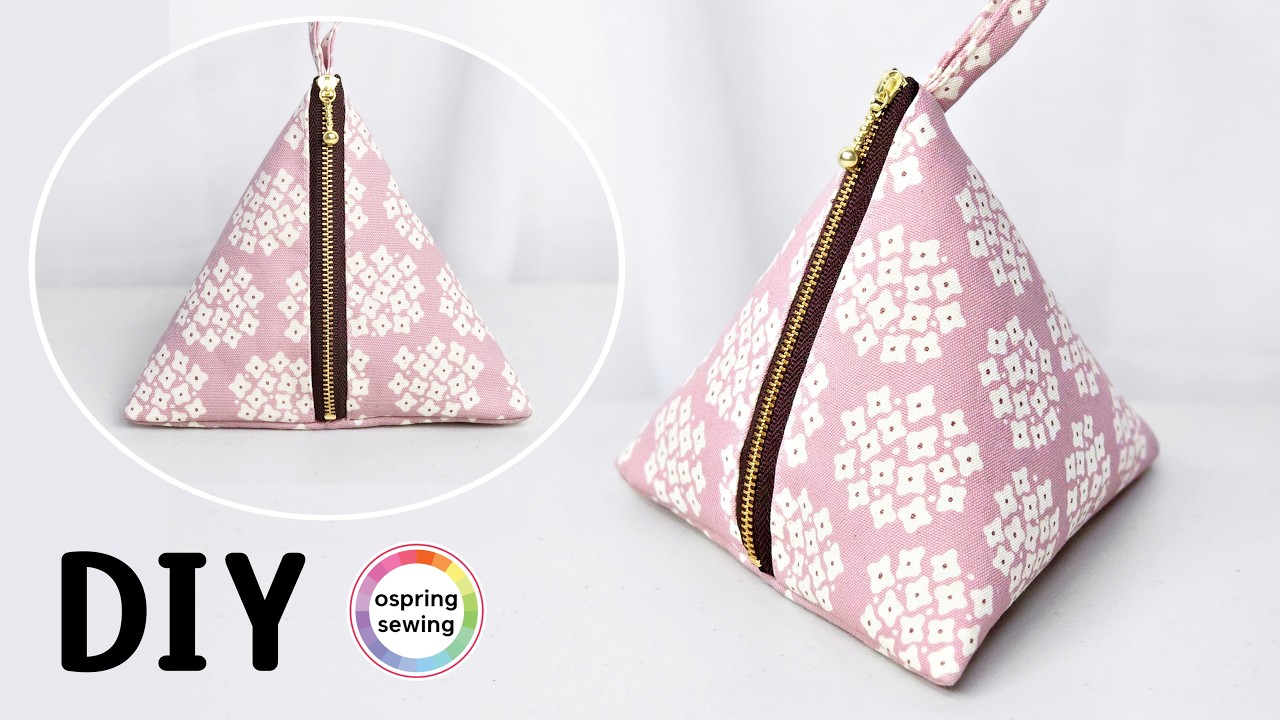 How to make a Triangle Pouch | Easy & Quick Zipper Pouch Sewing