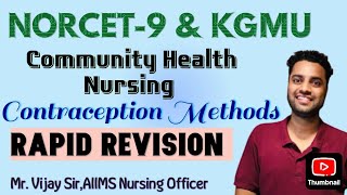 NORCET-9| KGMU| High yield topics| Contraception methods| CHN