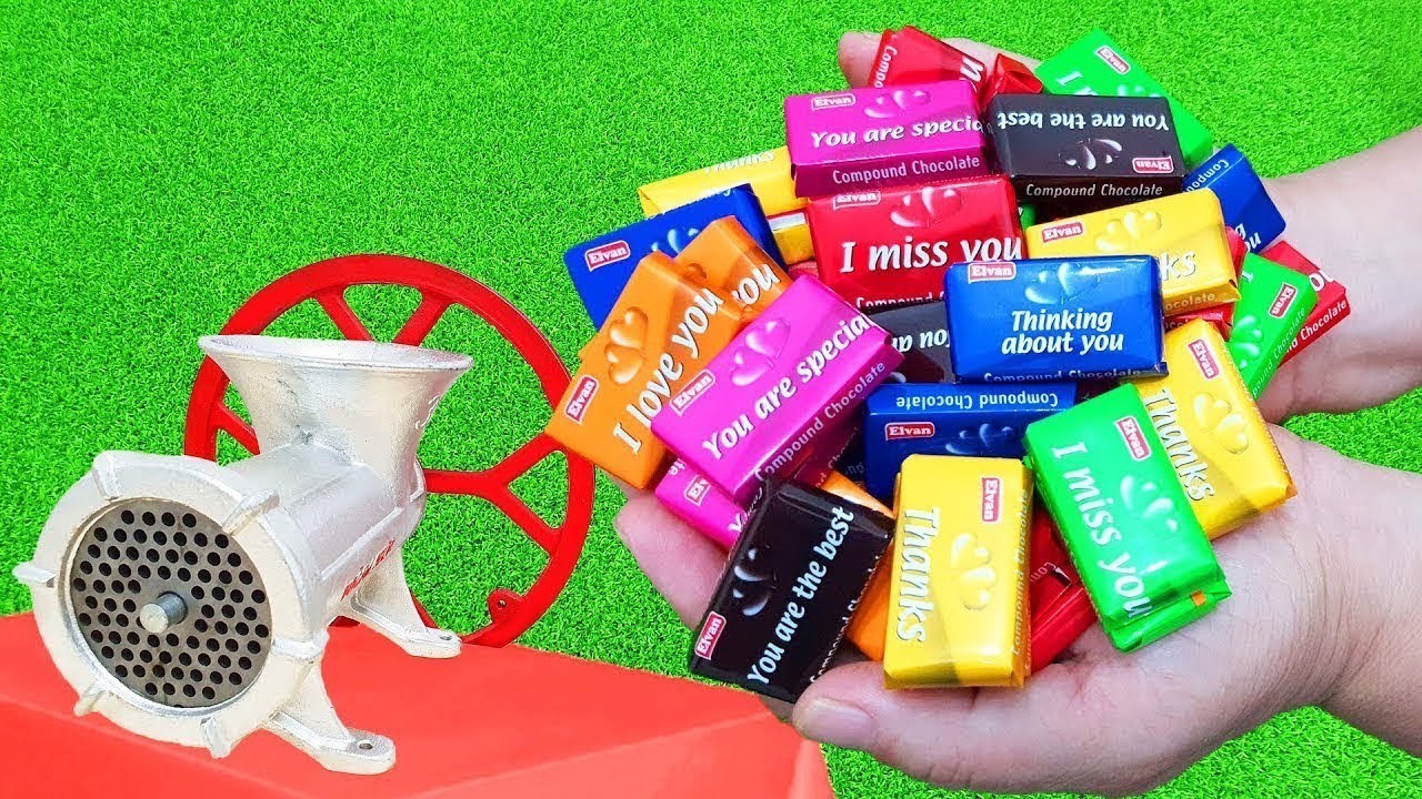 EXPERIMENT NEW COLORFUL CHOCOLATE BARS vs MEAT GRINDER
