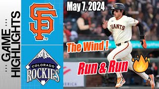 SF Giants vs Colorado Rockies [Today] May 7, 2024 | Grandson of the Wind ! Lee Run !