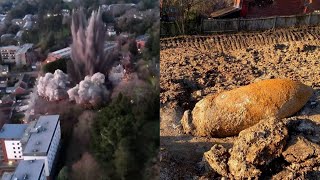 Massive Explosion From 80-Year-Old WWII Bomb Shown by Drone