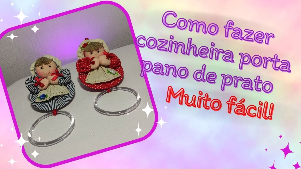 Vem aprender boneca cozinheira - porta pano de prato feito com fuxico - é fácil!