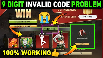 INVITE AND WIN EVENT INVALID INVITATION CODE PROBLEM | FREE FIRE 9 DIGIT CODE PROBLEM | FF NEW EVENT
