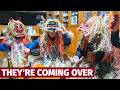 Demon's At the Doorstop in North Japan's Namahage Festival in Akita