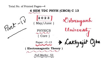 Solved paper c-13 : 2023  Dibrugarh University 6th SEM Part:4