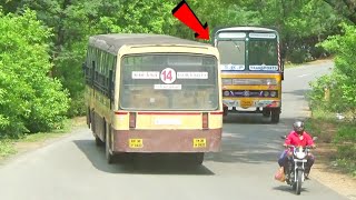 TN Govt Old Bus And Tipper Lorry Turning On Hairpin bend At Kolli Hills Route