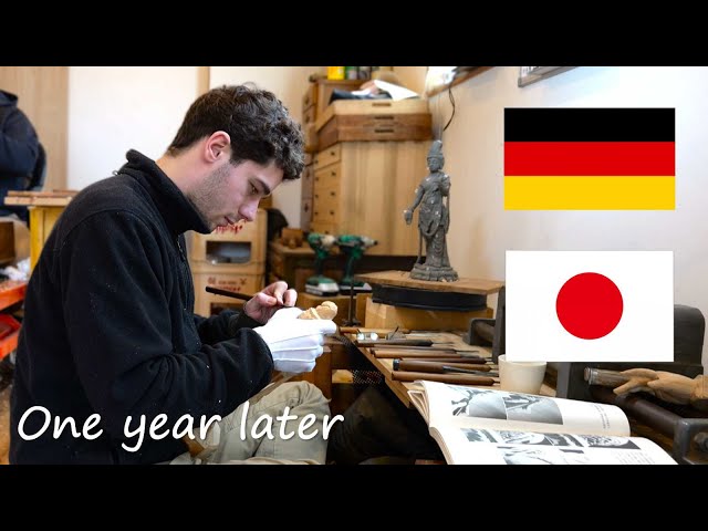 He is German and is studying Buddhist statue carving at the