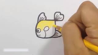 Draw a fish, A-Z Turn letter into cartoon (Drawing Picture) Learn drawing, Letter f into fish