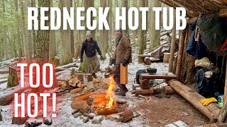 We Accidentally Overheated Our Wilderness Hot Tub to 130 Degrees! | Camp Katyusha Winter Camping