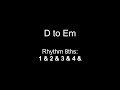 Key of G - D to Em - Rhythm 8ths - 1 &amp; 2 &amp; 3 &amp; 4 &amp;