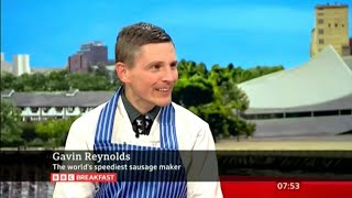 BBC Breakfast: Butcher Gavin Reynolds is a sausage maker record breaker.