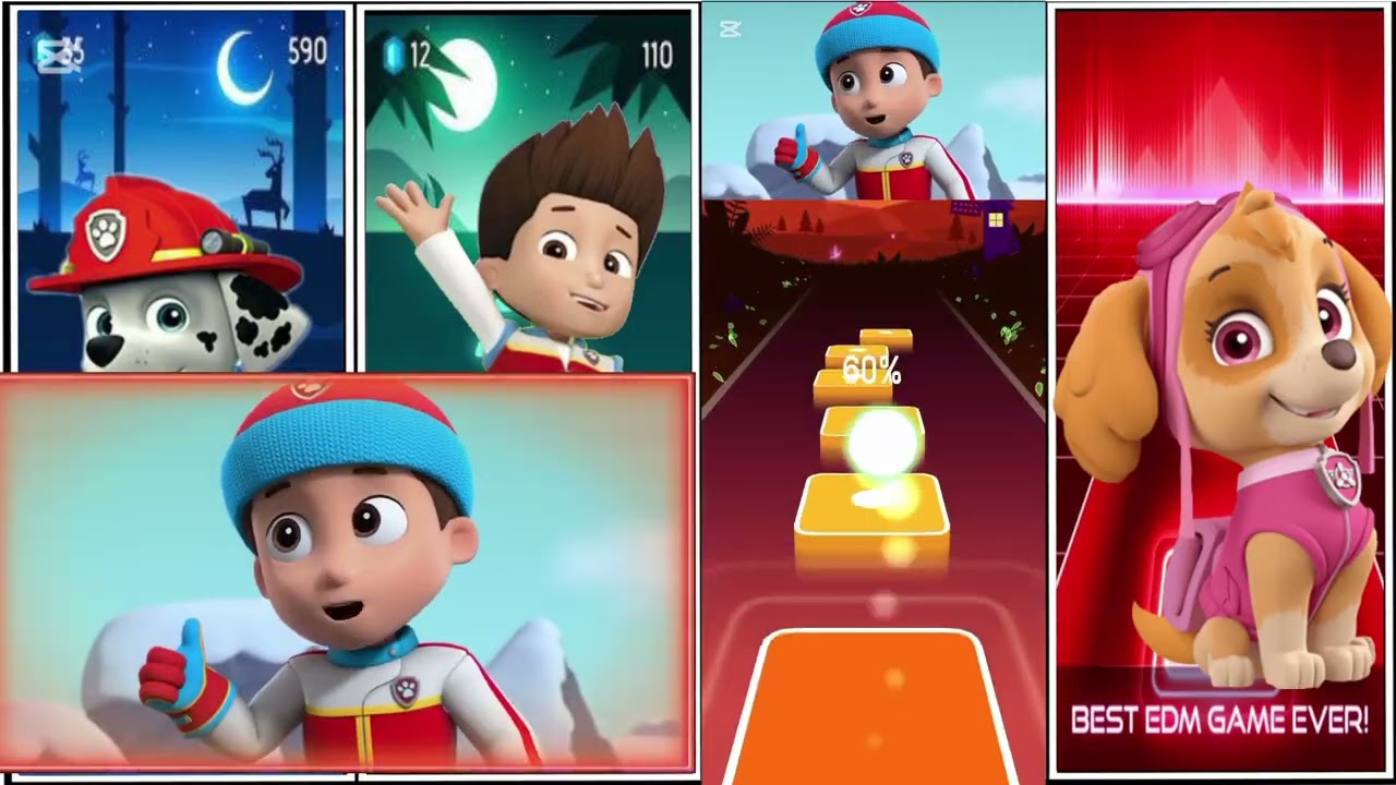 PAWS PATRUL VS MARSHIL VS RIDER VS CHASE VS SKY VS TILES HOP