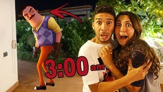 MAI GIOCARE COL VICINO DI CASA CATTIVO ALLE 3 DI NOTTE IN GIARDINO! *Hello Neighbor*