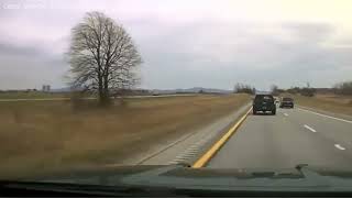 Raw Video Lawn Chair Comes Flying Out Of Pickup Truck, Hits Vermont State Police Cruiser