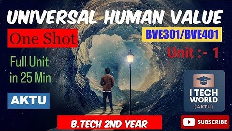 Universal Human Values (UHV) Unit :-1 One Shot Video Full Explanation AKTU BVE301/401 B.Tech 2nd Yr!