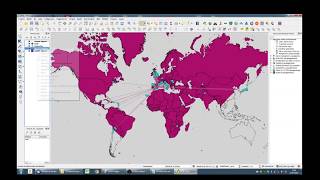 Globe projection map with animated lines