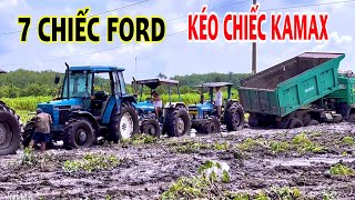 Cảnh Hiếm Gặp 7 Chiếc Máy Cày Ford Giải Cứu Xe Kamax Mắc Lầy Đất Ruộng, Thiện Vũ TV