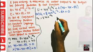 Constrained optimization problem production function and cost Constraint Lagrange multiplier