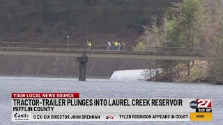 Tractor-trailer submerged in Mifflin County reservoir after deadly crash