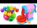 Satisfying Video l How to make Rainbow Play Doh Noodles with Elsa Frozen Fruits Cutting ASMR #99