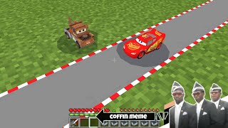 The Smallest Lightning McQueen and Mater in Minecraft - Coffin Meme