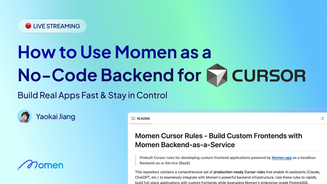 How to Use Momen as a No-Code Backend for Cursor