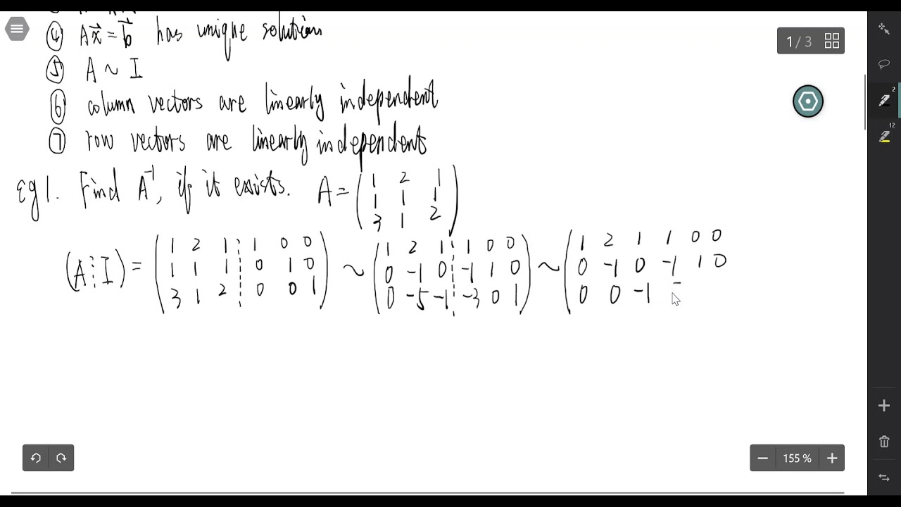 线性代数复习（五）：逆矩阵 inverse matrix - YouTube