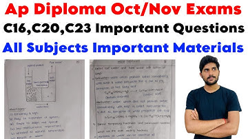 Ap Diploma Oct/Nov 2024 exams | C16,C20,C23 Important questions | all subjects important materials