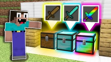 Minecraft NOOB vs PRO: CAN NOOB CHOOSE RIGHT SECRET CHEST TO GET RAINBOW SWORD? 100% trolling