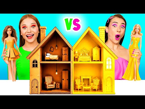 We Build Amazing Doll House Rich vs Broke Challenge | Funny Decoration Ideas