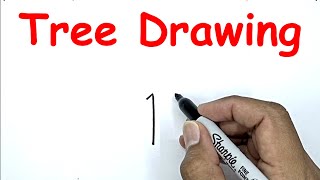how to draw a tree with number 1 drawing with number