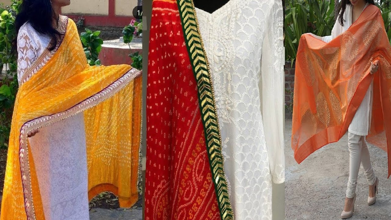 white salwar kameez with red dupatta