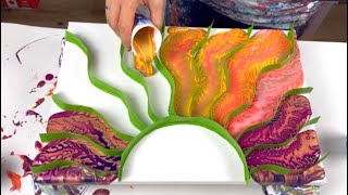 **New Technique** Sunset Acrylic Straight Pour using Tape Dividers, IT WORKED 🥳 abstract fluid art