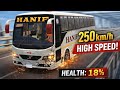 BUSSID Hino AK 1J Hanif Bus 🚍 | 250km/h High Speed Bridge 😱 | Bus Health 100% → 18%